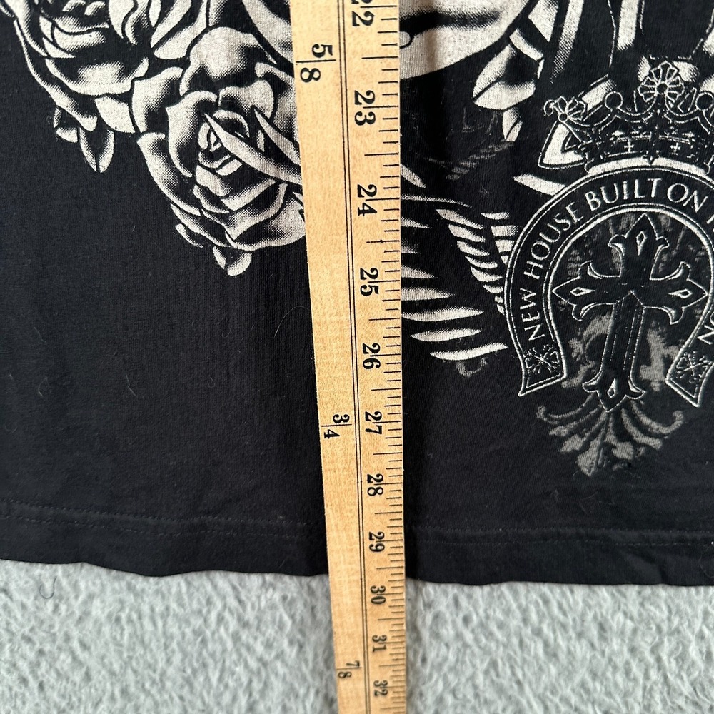 Vintage XZAVIER Shirt Skull Wings Grunge AOP Graphic Tee Y2K USA Size 2XL‎ - Picture 6 of 7